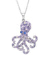 Pink Octopus Necklace With Aqua Swarovski® Crystals