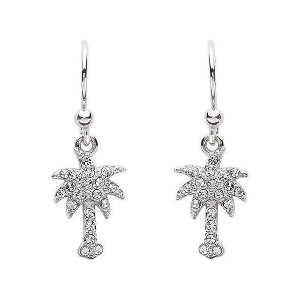 Palm Tree Drop Earrings With Swarovski® Crystals