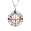 Rose Gold Compass Necklace With Aqua Swarovski® Crystals