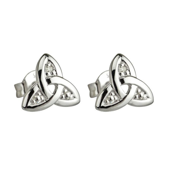 Solvar 14K White Gold Trinity Knot Diamond Stud Earrings s33729