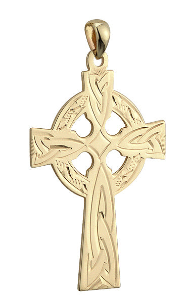 Solvar 14K Hand Engraved Heavy Celtic Cross Charm S8101