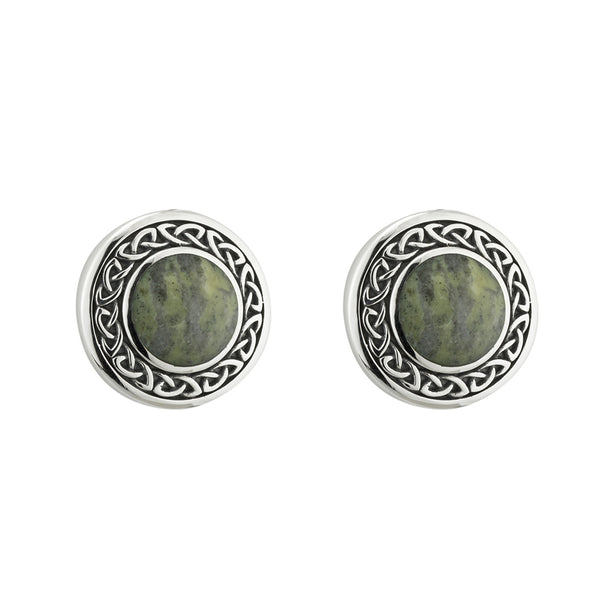 Connemara Marble Round Celtic Stud Earrings - Skellig Gift Store