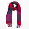 John Hanly Red Pink and Navy Block Check Scarf 120