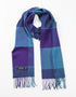 John Hanly Merino Wool Scarf | Blue Purple Block Check | Irish Made