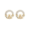 Solvar 14k Gold Diamond Celtic Claddagh Stud Earrings - Skellig Gift Store