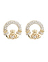 14k Gold Diamond Celtic Claddagh Stud Earrings