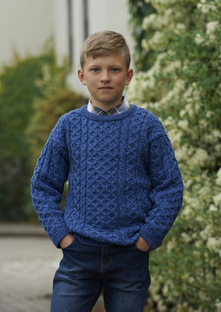 Kids Aran Wool Sweater | Blue