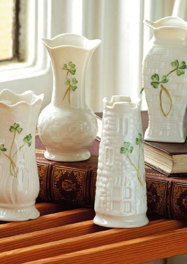 Belleek Classic Mini Shamrock Vase Set Of 4