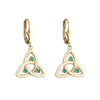 14k Gold Emerald Trinity Knot Drop Earrings