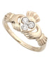 14K Gold Diamond Claddagh Ring