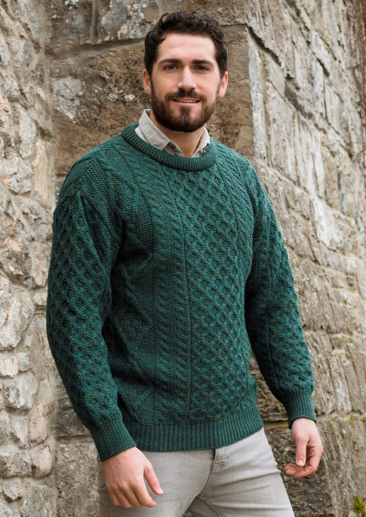 Mens Aran Sweaters Made in Ireland 100 Merino Wool Skellig Gift