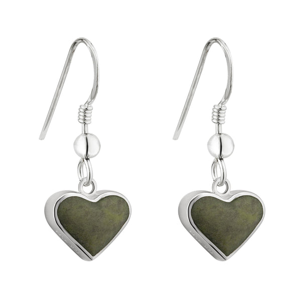 Silver Heart Connemara Marble Earrings