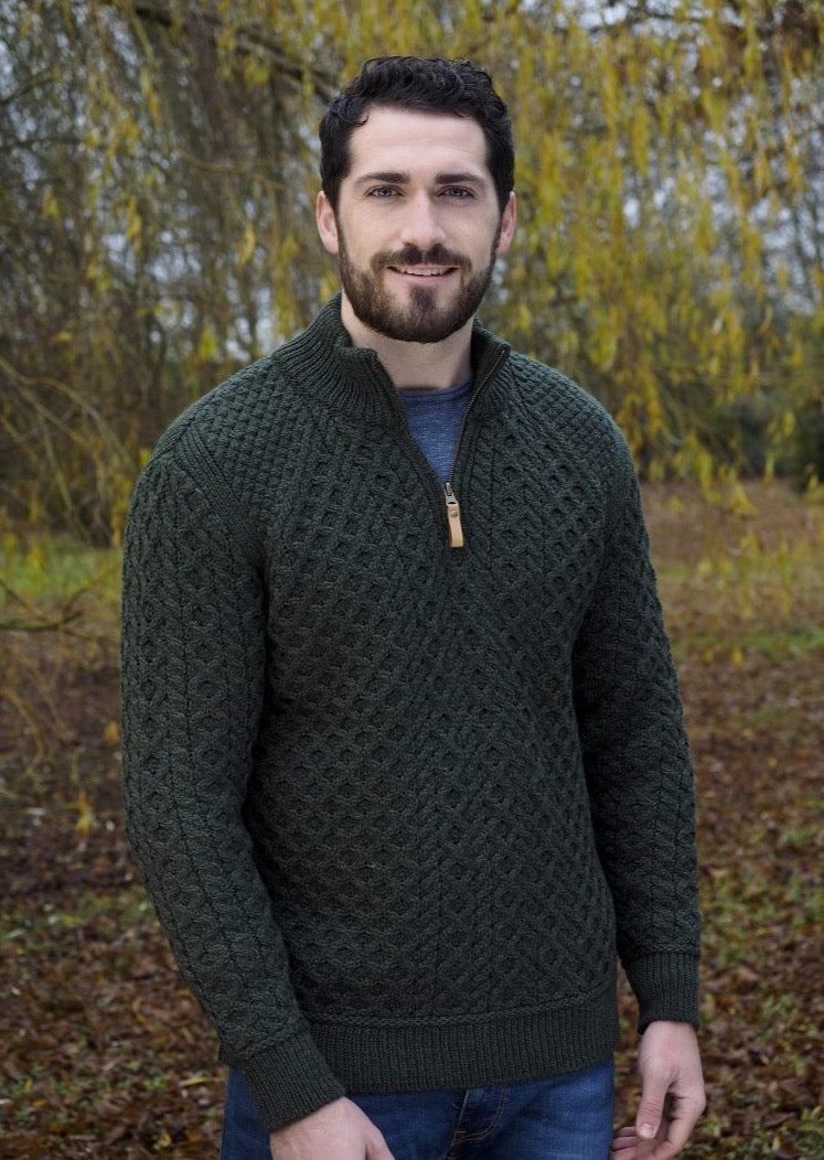Aran Men's Half Zip Super Soft Sweater