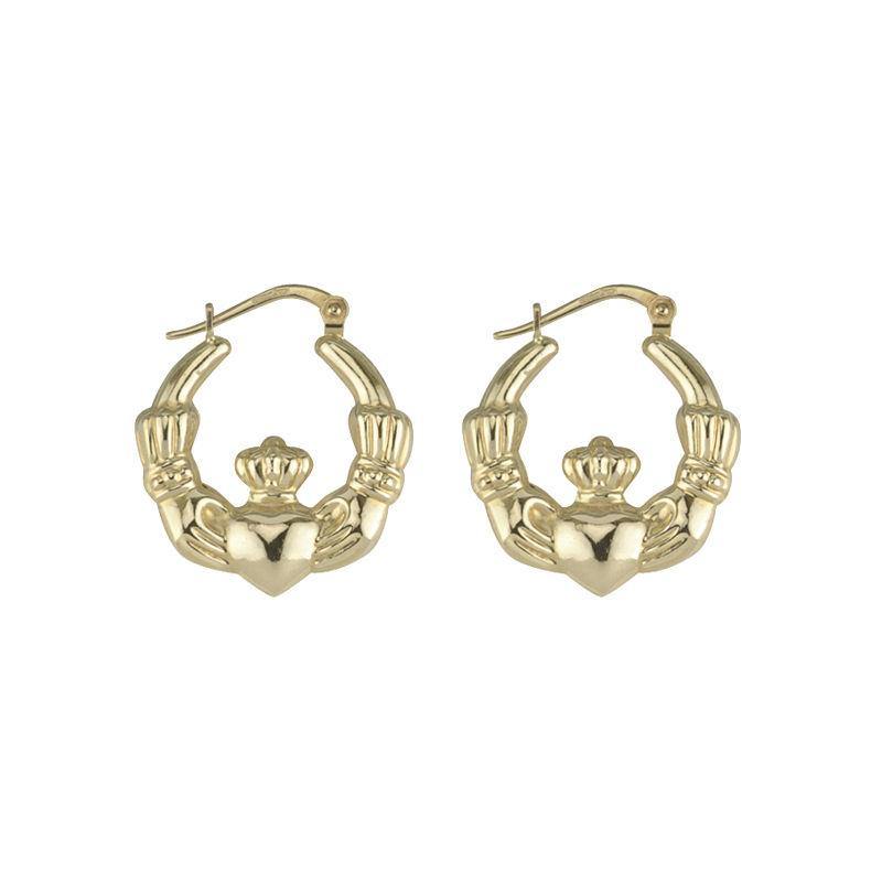 10K Gold Claddagh Creole Small Earrings