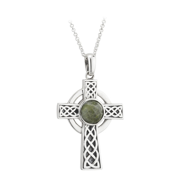 Solvar Sterling Silver Connemara Marble Cross Pendant S46173