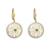 Solvar 9K Gold Emerald Celtic Trinity Circle Earrings S33984