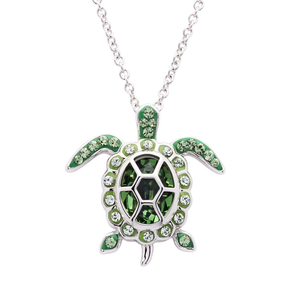 Swarovski Crystal Green Turtle Necklace