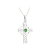 Sterling Silver Green Crystal Small Cross Pendant