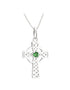 Sterling Silver Green Crystal Small Cross Pendant