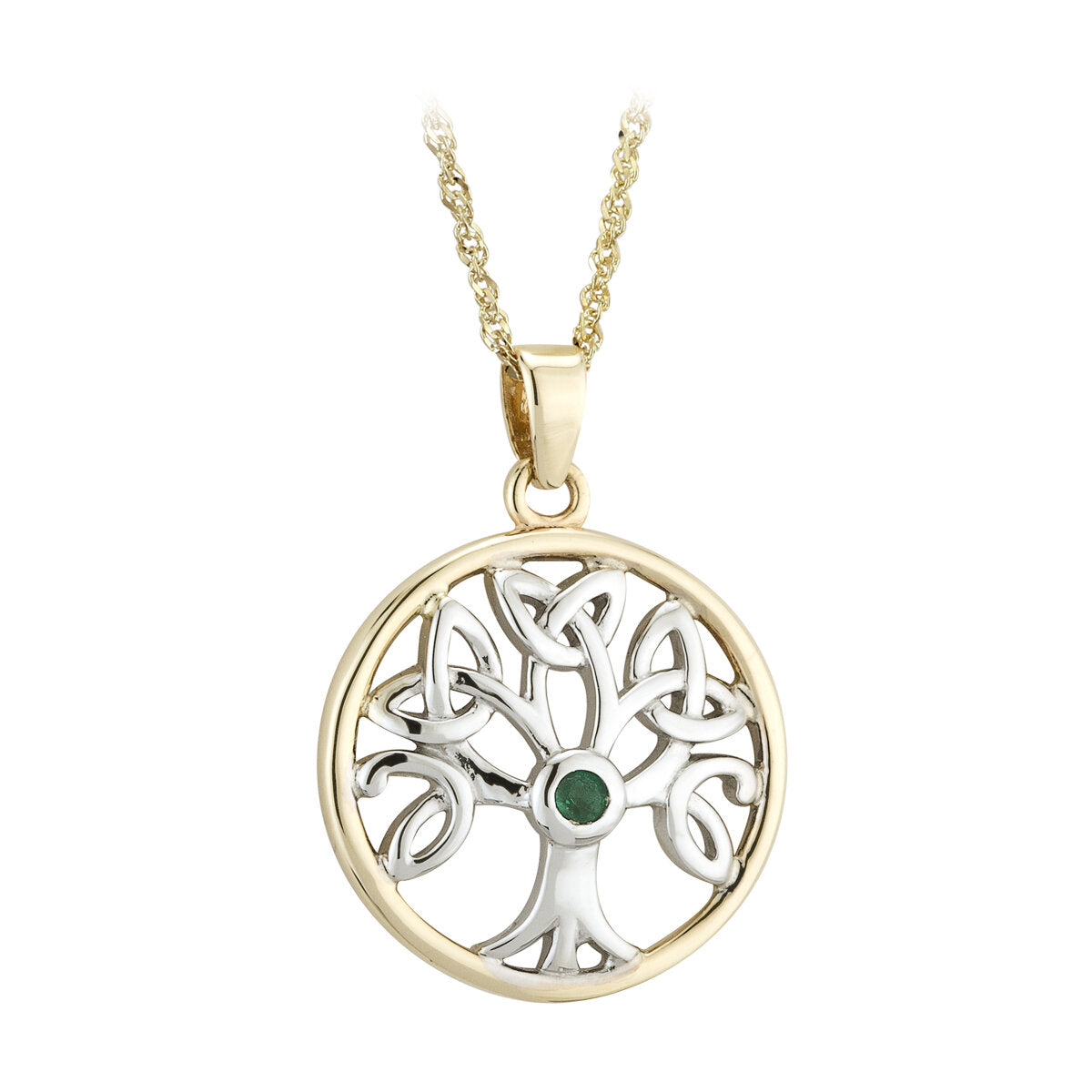 14K Gold Emerald Tree Of Life Necklace