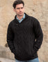 Dublin Shawl Collar Black Aran Sweater