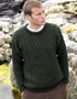 Aran Crew Neck Merino Sweater | Green