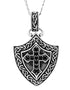 Sterling Silver Men’s Black Spinel Celtic Cross Shield Necklace