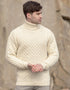 Aran Merino Polo Neck Sweater | Natural