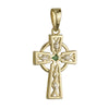 14K Diamond Emerald Celtic Cross Charm
