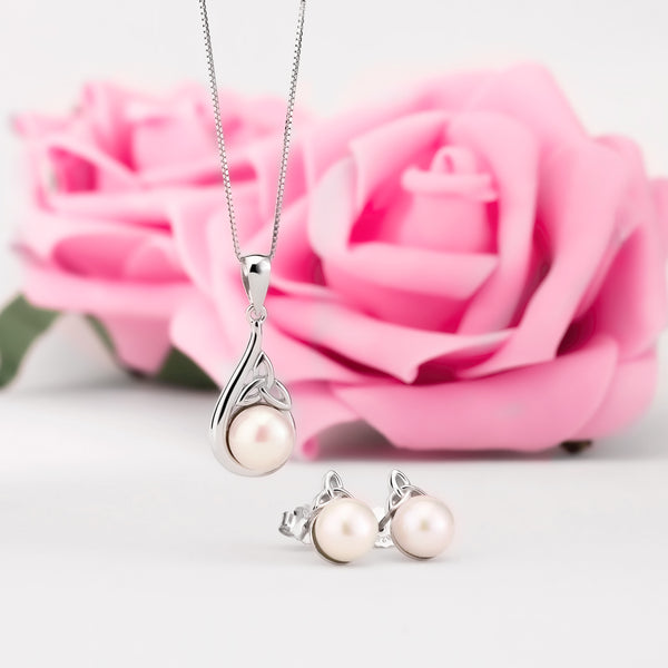 Sterling Silver Fresh Water Pearl Earrings & Necklace