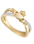 14K Gold Diamond Claddagh Crossover Ring