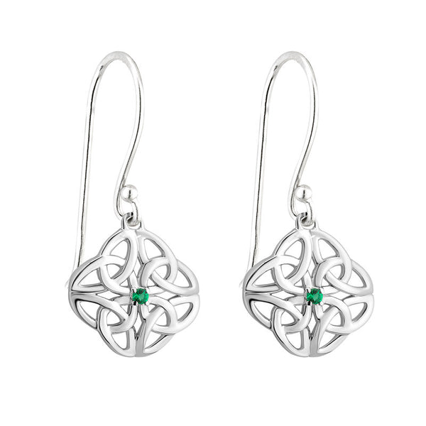Sterling Silver Crystal Celtic Knot Drop Earring