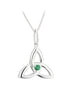 Sterling Silver Green Crystal Trinity Knot Pendant