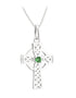 Sterling Silver Large Green Crystal Cross Pendant