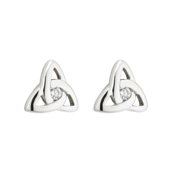 Sterling Silver Crystal Trinity Knot Stud Earrings