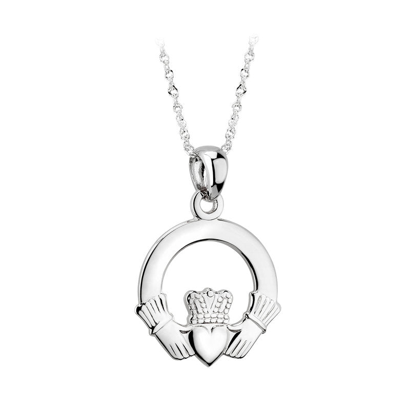 14k White Gold Claddagh Necklace