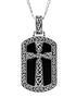 Large Sterling Silver Men’s Onyx Celtic Cross Dog Tag Necklace