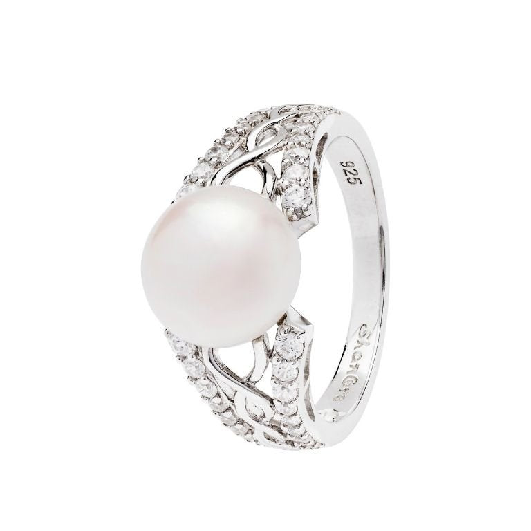 Sterling Silver Trinity Knot Pearl Ring