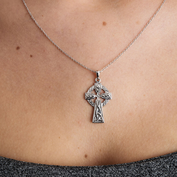Double Sided Celtic Silver Cross - Skellig Gift Store