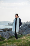 Foxford Blue & White Herringbone Cashmere Scarf