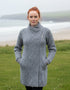 Aran Crafts Cable Knit Side Zip Coat | Grey