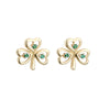Solvar 14k Gold Genuine Emerald Celtic Shamrock Stud Earrings s33484