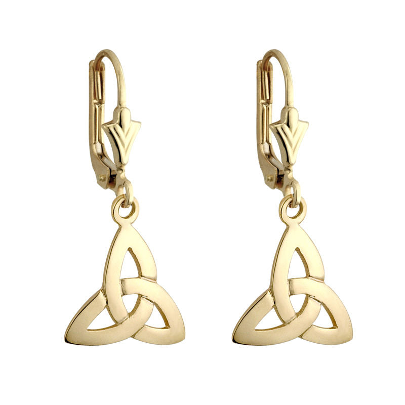 14K Gold Trinity Knot Drop Earrings