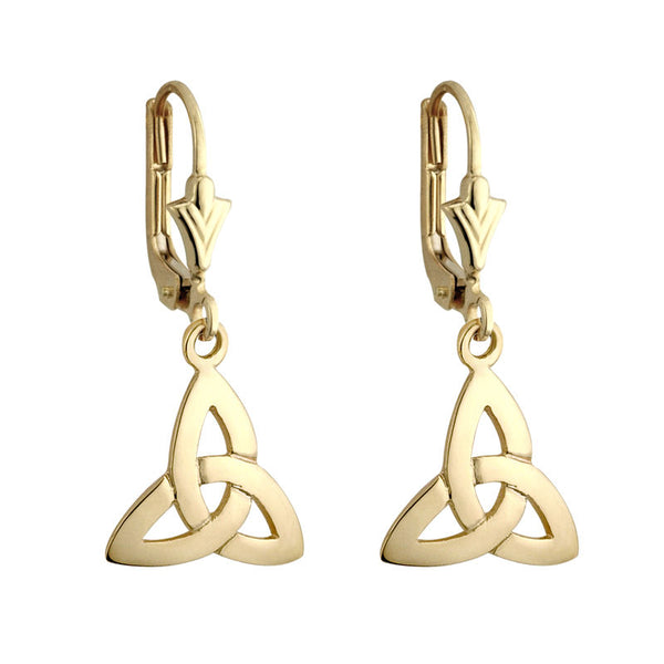 14K Gold Trinity Knot Drop Earrings
