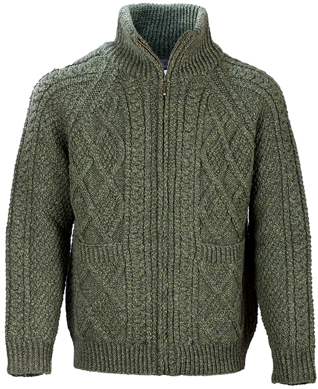 Aran Woollen Mills Hand Knit Cardigan | Green