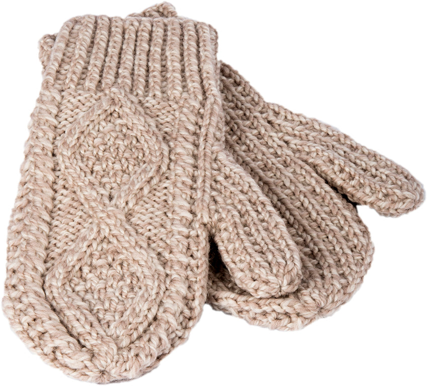 Merino Wool Hand Knit Aran Mittens