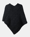Aran Charcoal Cable Knit Wool Poncho