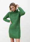 Green Cowl Neck Aran Sweater Dress