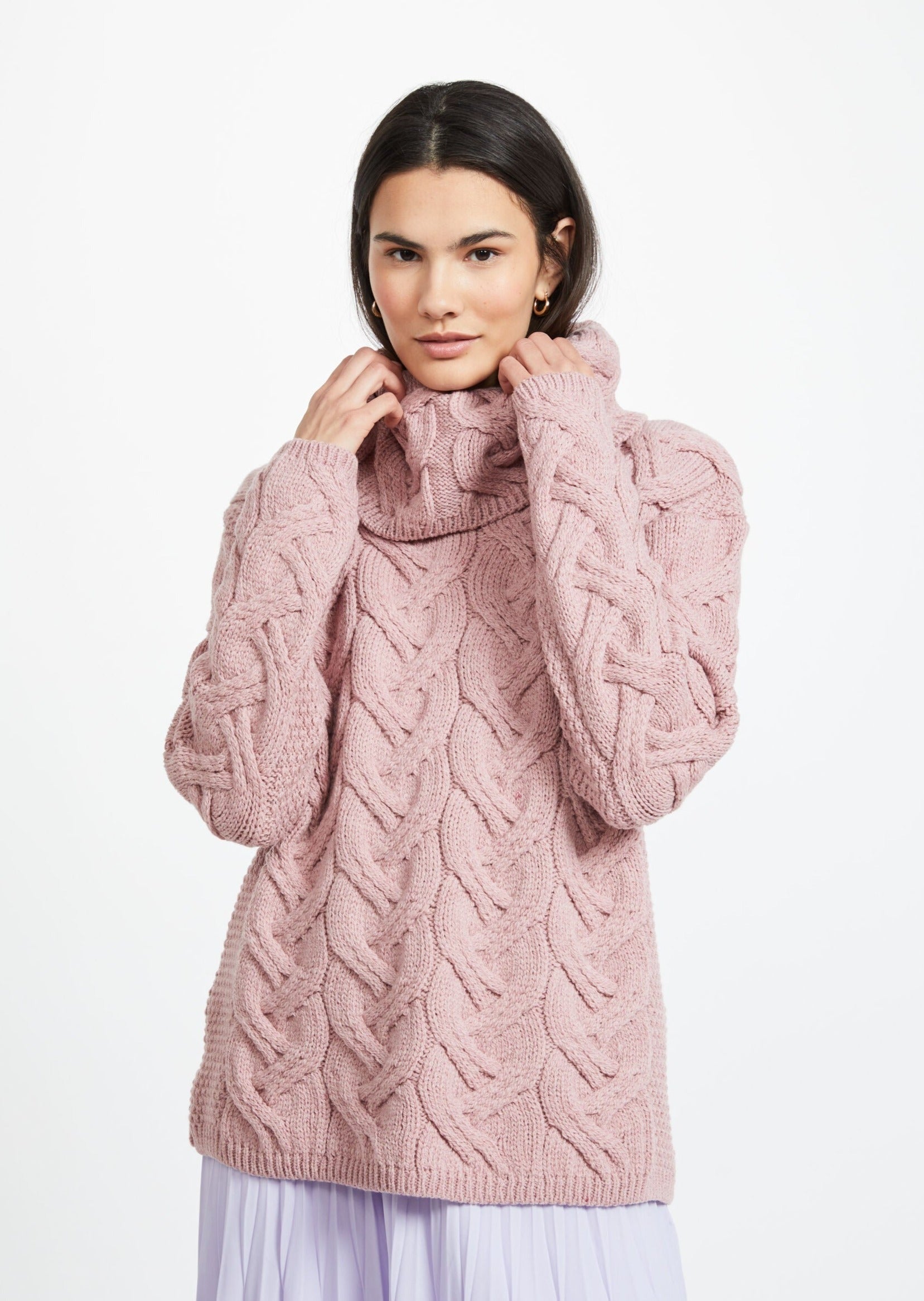 Aran Super Soft Chunky Sweater | Pink