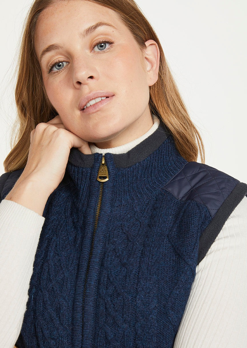 Women's Fleece Lined Aran Sleeveless Jacket | Blue